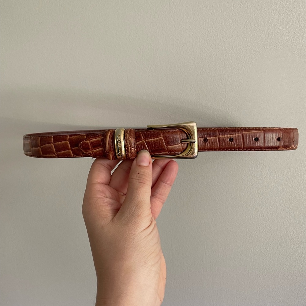 Vintage Genuine Italian Calfskin Leather & Brass Buckle Belt